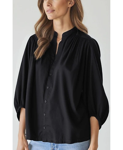 Ocean+Main Women's Cotton Poplin Peasant Top