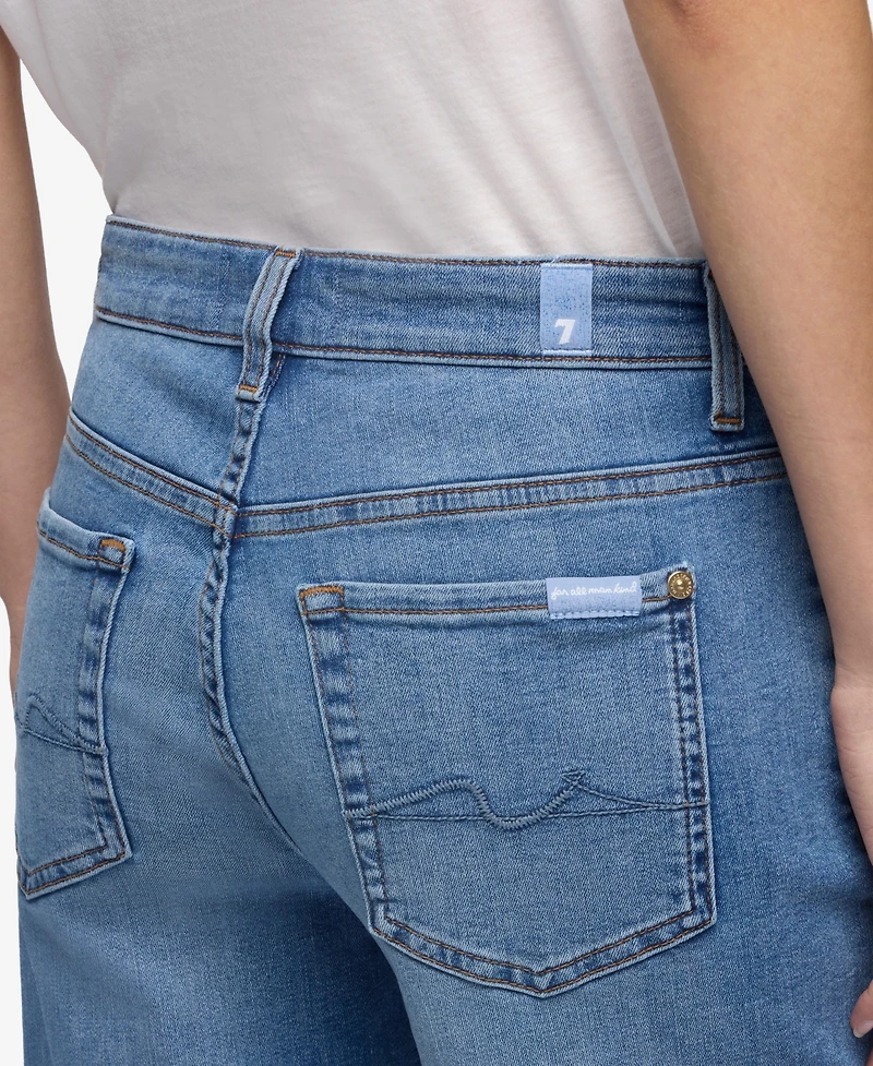 7 For All Mankind Women's Mid-Rise A-Line Cotton Boy Shorts