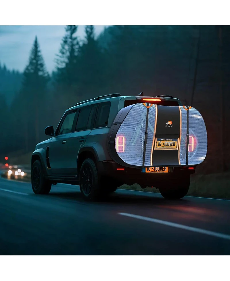 Ic Iclover Waterproof Bike Rack Cover for Transport, 600D Hitch Rack Cover with Clear Tail-Light Panel