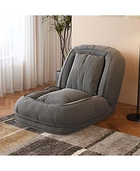 Rainsken Foldable Lazy Sofa Bed, Corduroy Upholstered Lounge Chair with 5 Adjustable Position for Living Room, Reading Room, Bedroom
