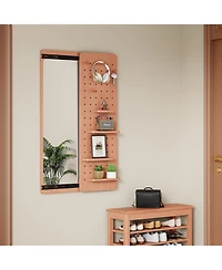 Busdays Full Body Wall Mounted Mirror with Shelf and Hook 47.6 x 15.7 Inch Multifunctional Design Panel for Bedroom Living Room Entryway