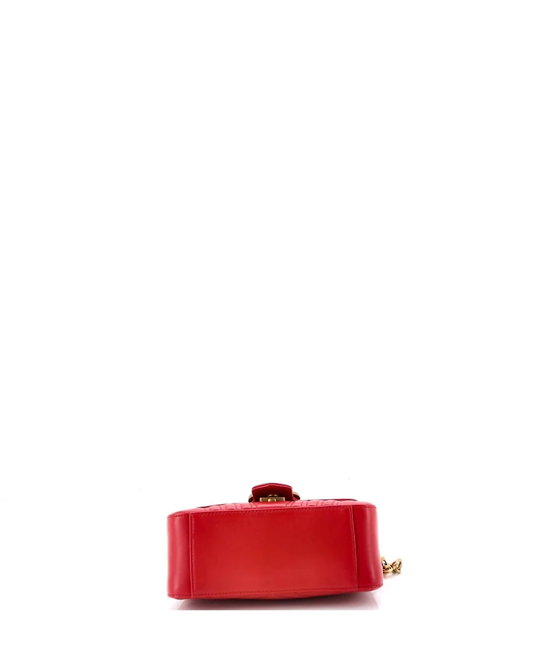 Pre-Owned Gucci Mini Gg Marmont Top Handle Flap Bag Matelasse Leather