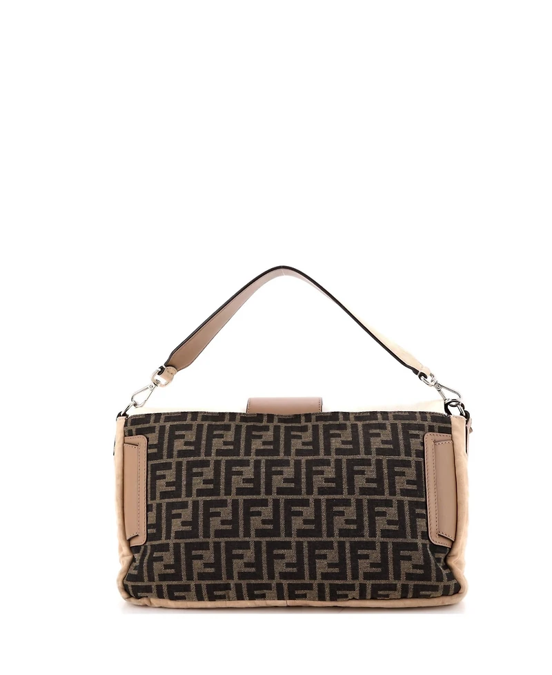 Pre-Owned Fendi Large Baguette Zucca and Pequin Canvas with Zucca Suede