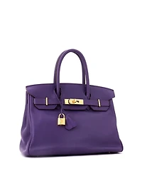 Pre-Owned HERMES Birkin 30 Handbag Purple Swift with Gold Hardware