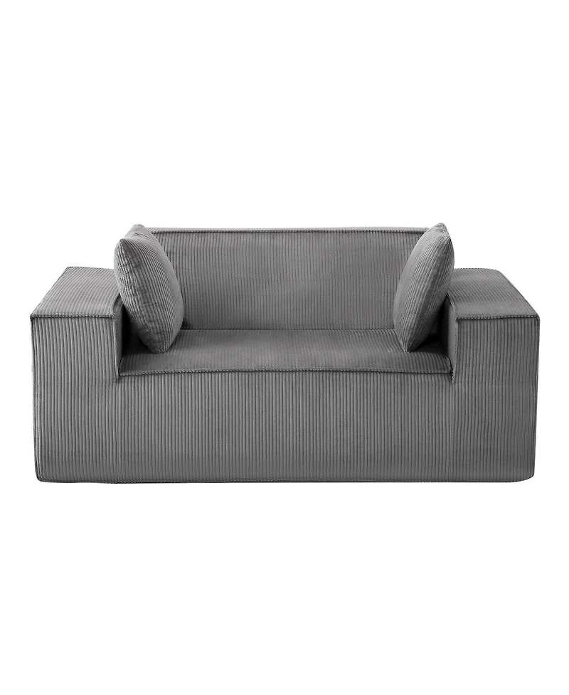 Sugift 63-Inch 2-Seat Corduroy Loveseat Sofa Couch for Living Room
