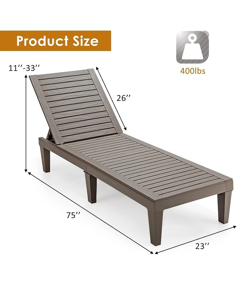 Decksplore Outdoor Chaise Lounge Chair, Lightweight Patio Recliner Chair