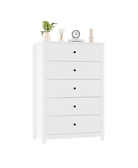 gaomon Modern 5 Drawer Wooden Dresser Chest, Tall Cabinet with Deep Storage Drawers, Metal Knobs
