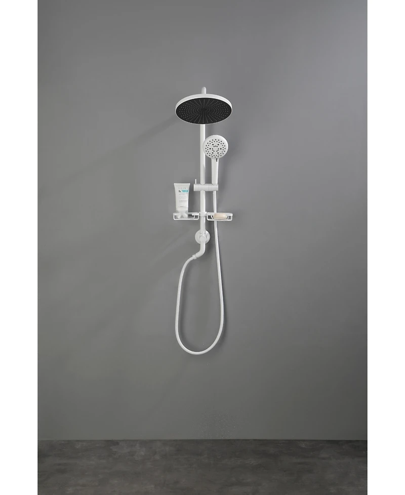 Busdays Shower System with 10 Inch Rain Showerhead 4 Function Hand Shower Adjustable Slide Bar and Soap Dish Included