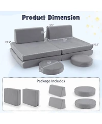 Sugift 6 Piece Modular Kids Play Couch Set with Washable Covers