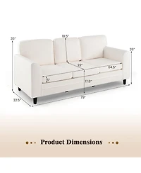 Sugift Upholstered Three Seat Sofa with Plush Back Cushions