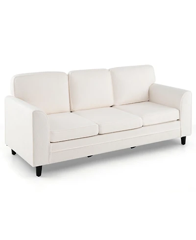 Sugift Upholstered Three Seat Sofa with Plush Back Cushions