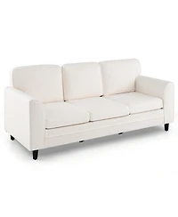 Sugift Upholstered Three Seat Sofa with Plush Back Cushions