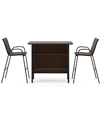 Gouun 3-Piece Outdoor Bar Set with Fabric Chairs, Footrest, and 2-Tier Shelf