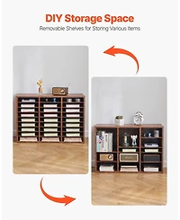 Sugift Literature Organizer, 27 Compartments, Wood Mailbox Sorter for File Storage