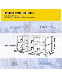 Sugift Cell Phone Storage Locker, 10 Slots, Acrylic Wall-Mounted Cabinet with Locks