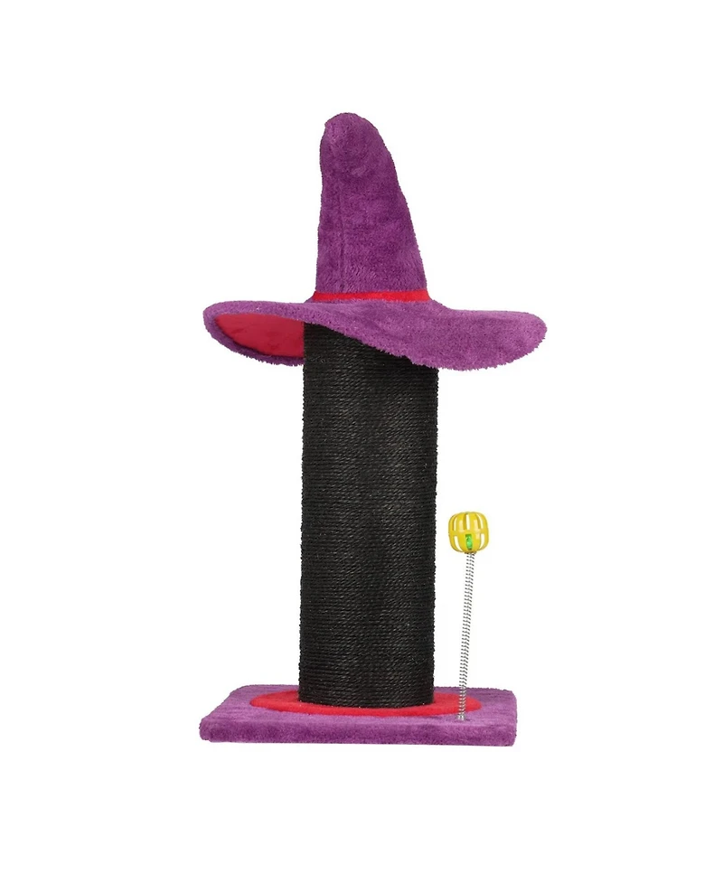 Zeus and Ruta Cat Scratching Post Wizard Hat Design Sisal Scratcher Spring Ball Toy Stable Base Indoor