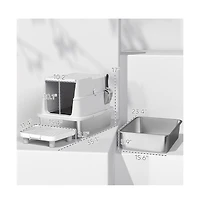 Zeus and Ruta Large Cat Litter Box with Stainless Steel, Flip Cover, Easy Clean Design, Jumbo Capacity