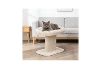 Zeus and Ruta Modern Cat Tree Tower with Large Plush Perch and Sisal Scratching Plate for Indoor Cats