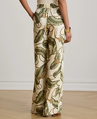Lauren Ralph Petite High-Rise Rope-Print Twill Wide-Leg Pants