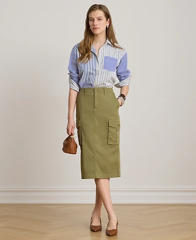 Lauren Ralph Petite Spread Collar Relaxed-Fit Striped Broadcloth Shirt