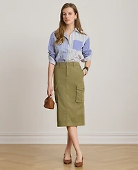 Lauren Ralph Petite Spread Collar Relaxed-Fit Striped Broadcloth Shirt