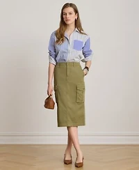 Lauren Ralph Lauren Womens Spread Collar Striped Broadcloth Shirt