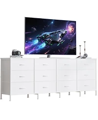 gaomon Tv Stand 70 Inch Entertainment Center with 12 Fabric Drawers, Charging Station, Supports Up to 80 Inch Tv