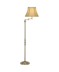 Regency Hill Montebello Traditional Tall Standing Floor Lamps Set of 2 Lights Swing Arm Metal Antique Brass Finish