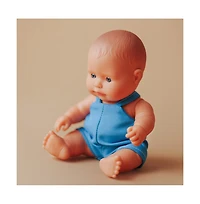 Miniland Baby Doll Caucasian Boy 8 1/4 inches in polybag. Made in Spain with Vanilla Scent. Anatomically Correct. My Friends and Me Collection