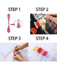 Gnuadz Embroidery Floss Organizer Storage Box Bobbin Winder 24 Compartments 40 Plastic Bobbins Stickers Craft Diy Sewing