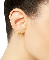 Macy's 2-Pc. Ribbed & Polished Hoop Earrings Set in 10k Yellow Gold