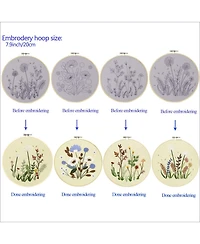 Gnuadz 4 Sets Embroidery Kit Beginner Art Craft Sewing Pattern Hoop Manual Flower