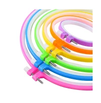 Gnuadz Embroidery Hoops Plastic Cross Hoop Ring Set 6 Pieces 15 Rings 3.4-10.4 Inch Multicolor