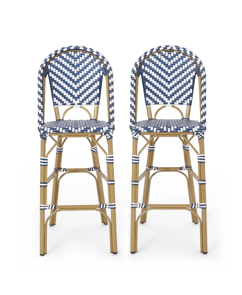 sumyeg Outdoor Pe Rattan French Barstool with Aluminum Frame Set of 2