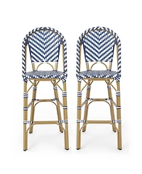 sumyeg Outdoor Pe Rattan French Barstool with Aluminum Frame Set of 2