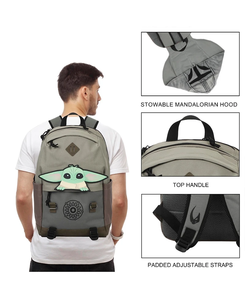 Star Wars: The Mandalorian Grogu Pouch 17" Adult Hooded Backpack