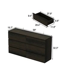 Famapy 6-Drawers Wood Chest of Drawer Cabinet Organizer Dresser