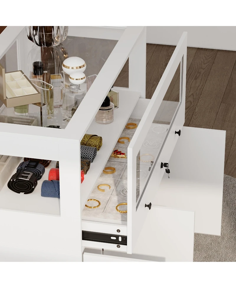 Famapy Storage/Display Cabinet with Glass Top , Bedroom Dresser Armoire Island