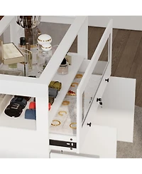 Famapy Storage/Display Cabinet with Glass Top , Bedroom Dresser Armoire Island