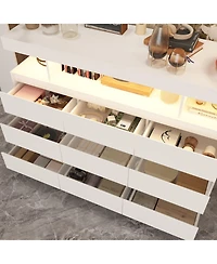 Famapy 9 Drawer Dresser for Bedroom with Led Light and Power Outlet