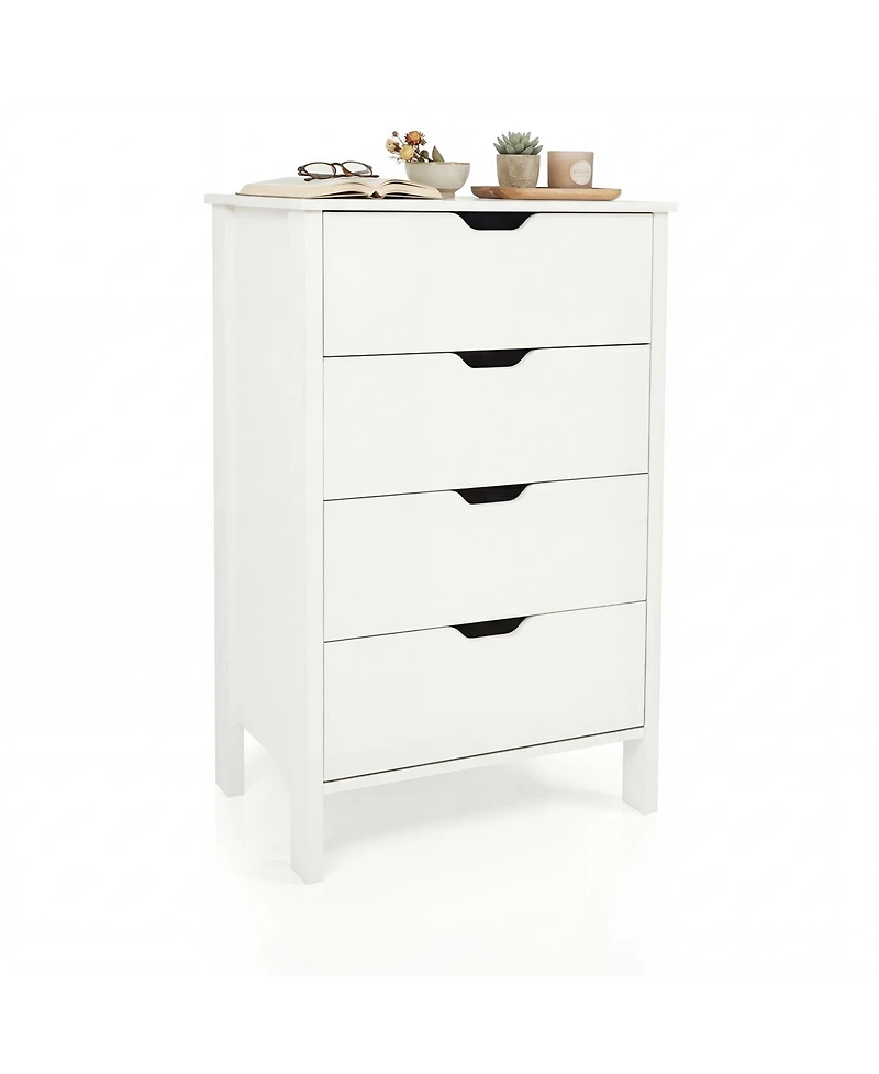 Slickblue 4-Drawer Nightstand Dresser Solid Wood with Anti-Tip Device