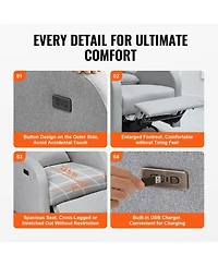 Sugift Electronic Power Recliner and Swivel Glider, 250 lbs Capacity, Usb Port