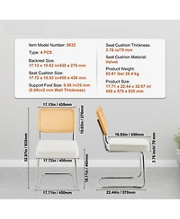 Sugift Rattan Dining Chairs Set of 4, Mid Century Modern, Velvet Upholstered with Rattan Back