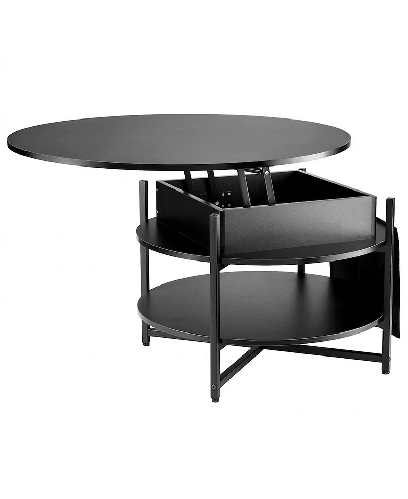 Sugift Lift Top Coffee Table, 35.3 in Round, with Extra Storage for Living Room