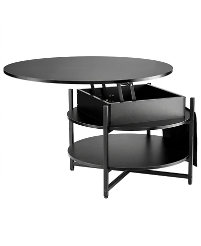 Sugift Lift Top Coffee Table, 35.3 in Round, with Extra Storage for Living Room