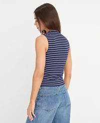 Good American Women's Striped Button-Front Top, Regular & Plus