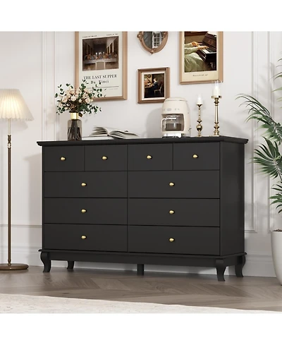 Famapy Paint 10-Drawer Wood Double Dresser Storage Cabinet