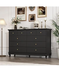 Famapy Paint 10-Drawer Wood Double Dresser Storage Cabinet