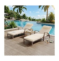 gaomon Outdoor Wicker Chaise Lounge Chair with Cushion, Wicker and Cushion, 2pcs
