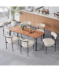 Sugift Boucle Dining Chairs Set of 6, Mid Century Modern Upholstered Side Chairs for Dining